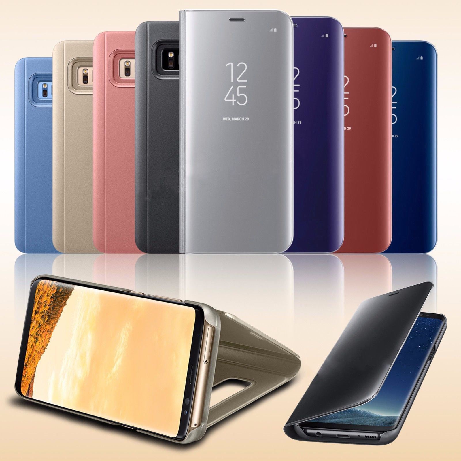 For Samsung Galaxy S8 S9 + S10+ Smart View Mirror Leather Flip Stand Case Cover For Samsung Galaxy S8 S9 + S10+ Smart View Mirror Leather Flip Stand Case Cover