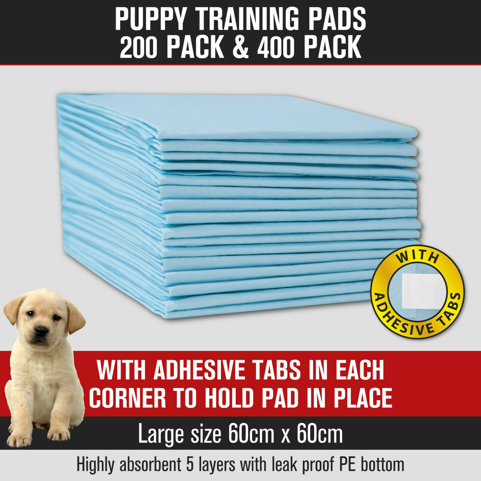 Puppy Dog Pet Training Pads 200pk/400pk Cat Indoor Toilet Mats 60x60cm Absorbent Puppy Dog Pet Training Pads 200pk/400pk Cat Indoor Toilet Mats 60x60cm Absorbent