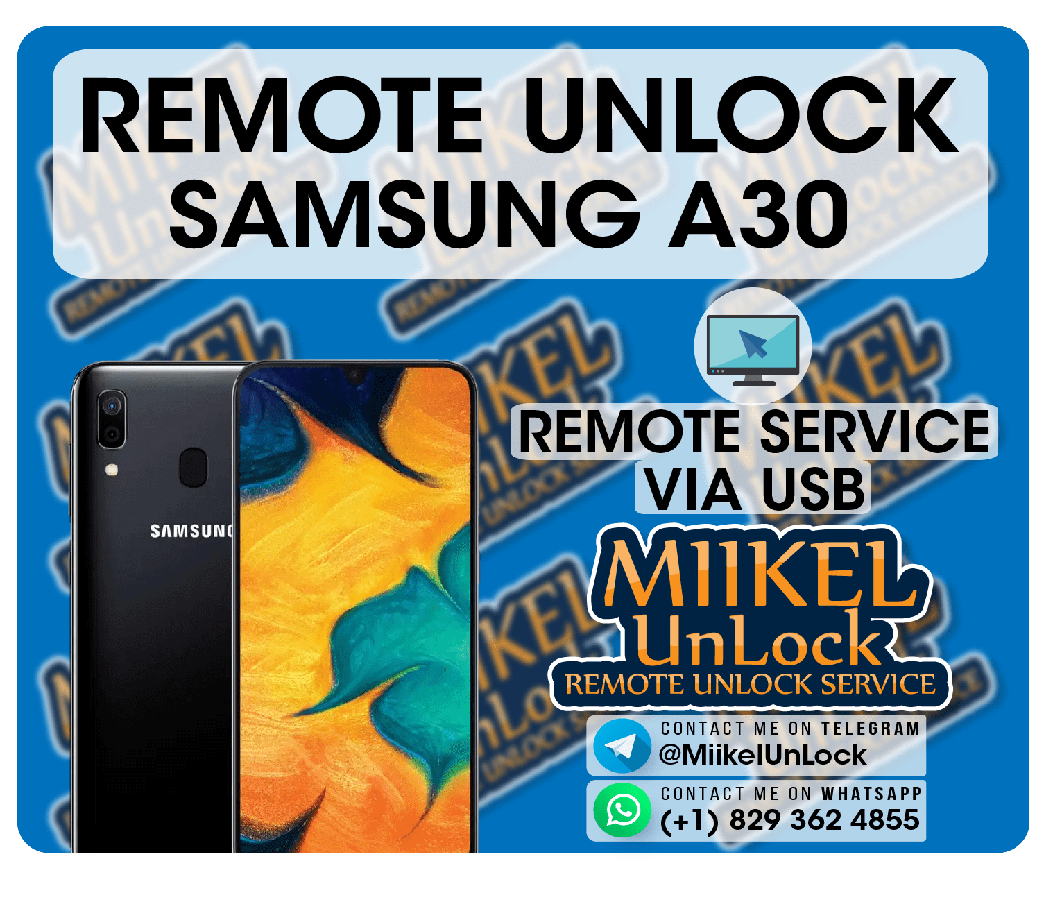 Remote Unlock Service SAMSUNG A30 A305F A305FN A305G A305GN A305GT A305J A305YN