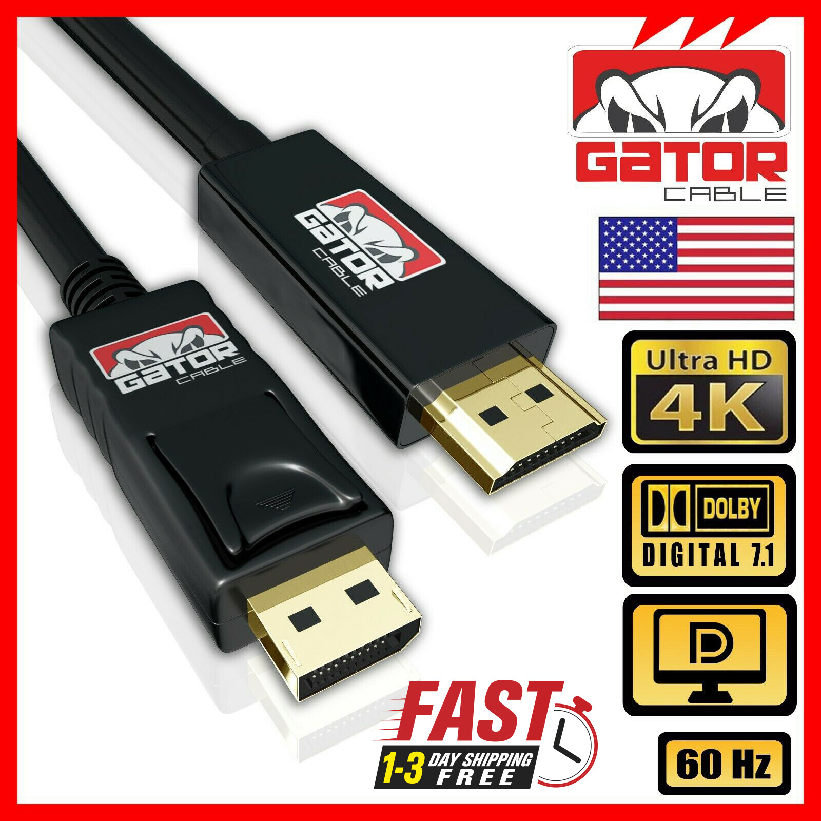 4K Display Port DP to HDMI 60Hz 2160P 25.92Gb HDR Audio Video Cable Adapter 6FT 4K Display Port DP to HDMI 60Hz 2160P 25.92Gb HDR Audio Video Cable Adapter 6FT