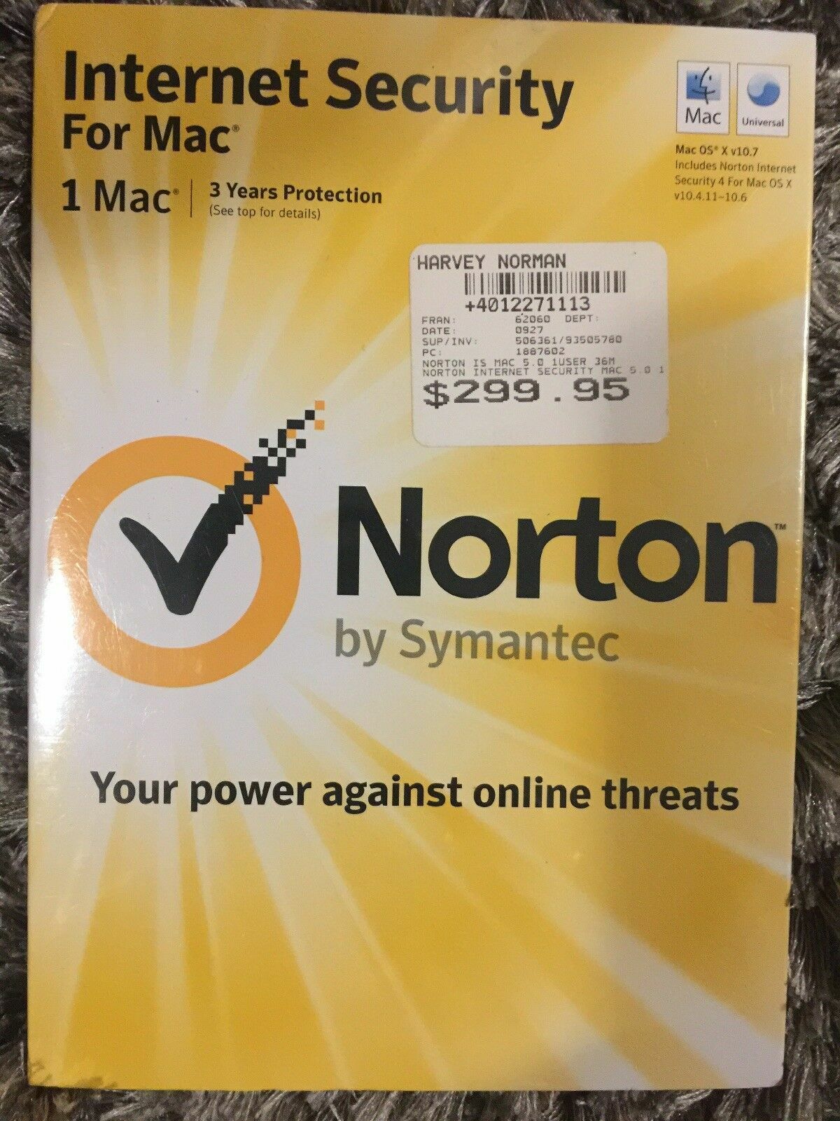 Brand-new SYMAANTEC NORTON INTERNET Security 3 Years Protection for 1 MAC Sealed