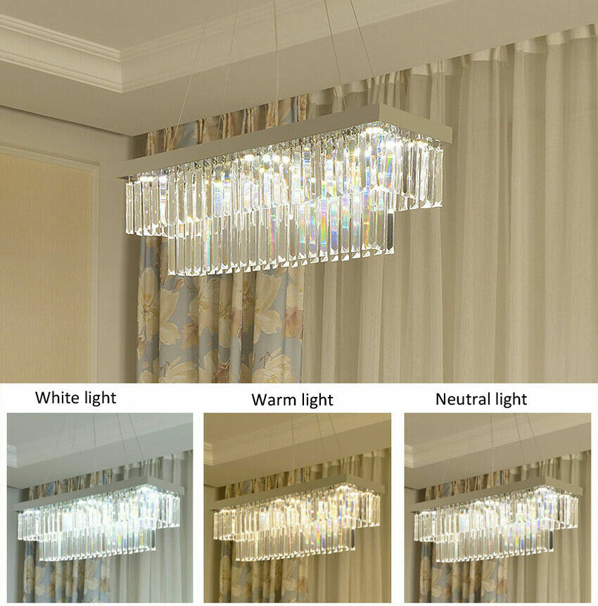 chrome / gold / black rectangular dining room clear crystal LED chandelier light chrome / gold / black rectangular dining room clear crystal LED chandelier light