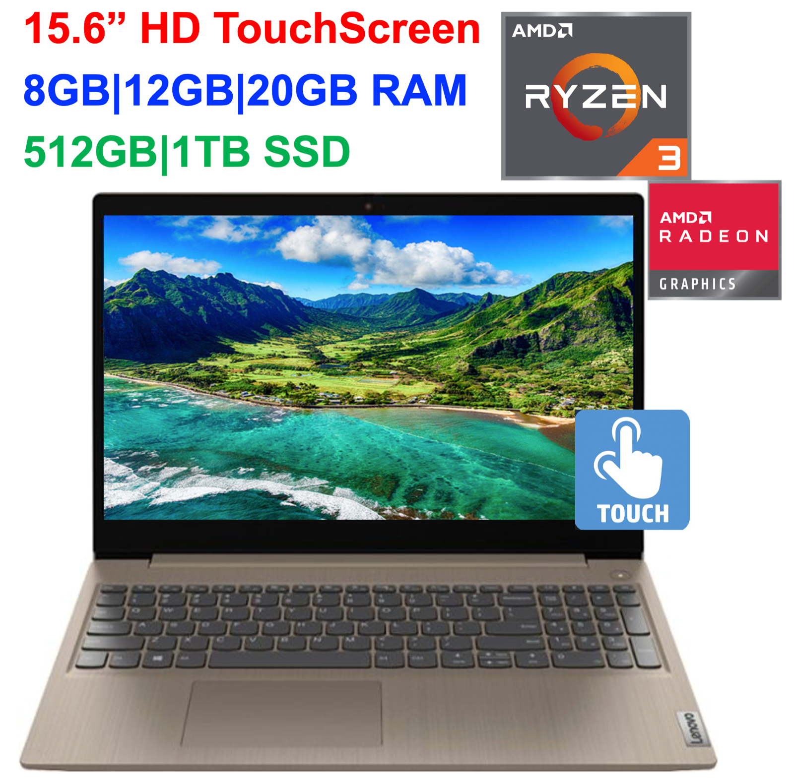 2021 Lenovo IdeaPad 3 15.6″ Touchscreen Laptop Ryzen 3 3250U,Up 20GB RAM&1TB SSD 2021 Lenovo IdeaPad 3 15.6″ Touchscreen Laptop Ryzen 3 3250U,Up 20GB RAM&1TB SSD