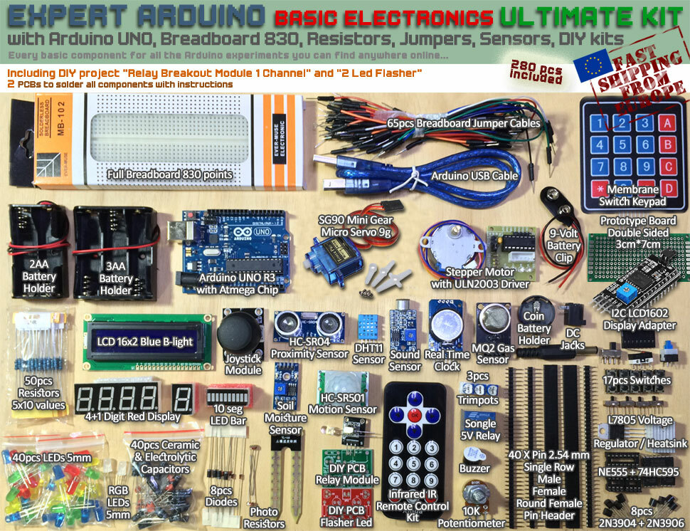 NEW Expert Arduino Kit – Ultimate Electronics Pack [UNO,Breadboards,Stepper…]