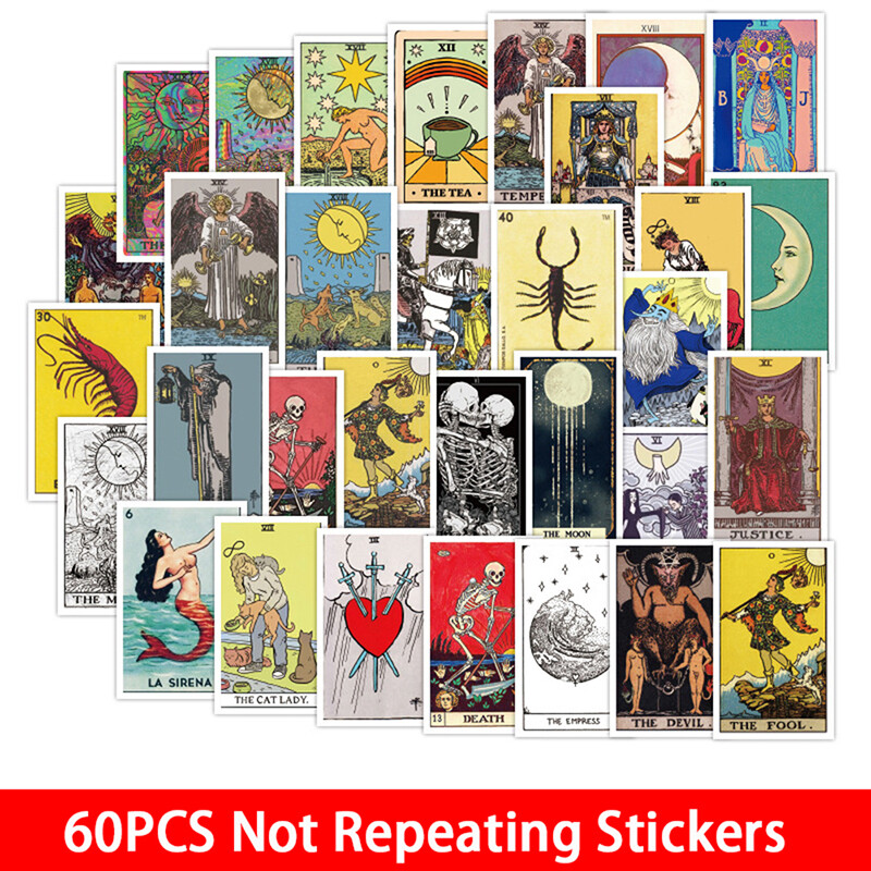 60pc Cartoons Tarot Cards Stickers Snowboard Laptop Luggage Guitar Suitcase Y1 60pc Cartoons Tarot Cards Stickers Snowboard Laptop Luggage Guitar Suitcase Y1