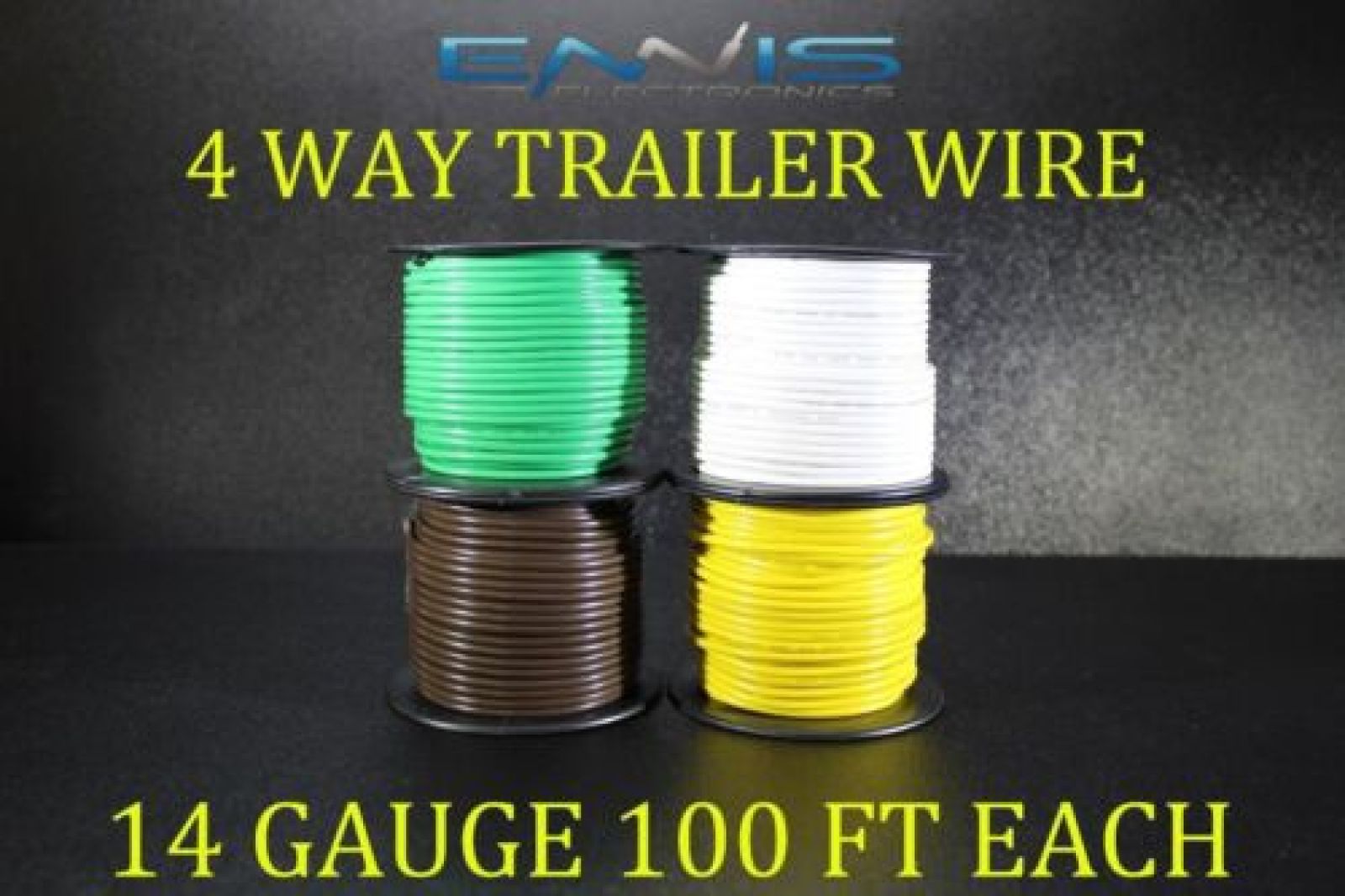 14 GAUGE WIRE ENNIS ELECTRONICS 4 WAY TRAILER LIGHT 100 FT SPOOLS PRIMARY CABLE 14 GAUGE WIRE ENNIS ELECTRONICS 4 WAY TRAILER LIGHT 100 FT SPOOLS PRIMARY CABLE
