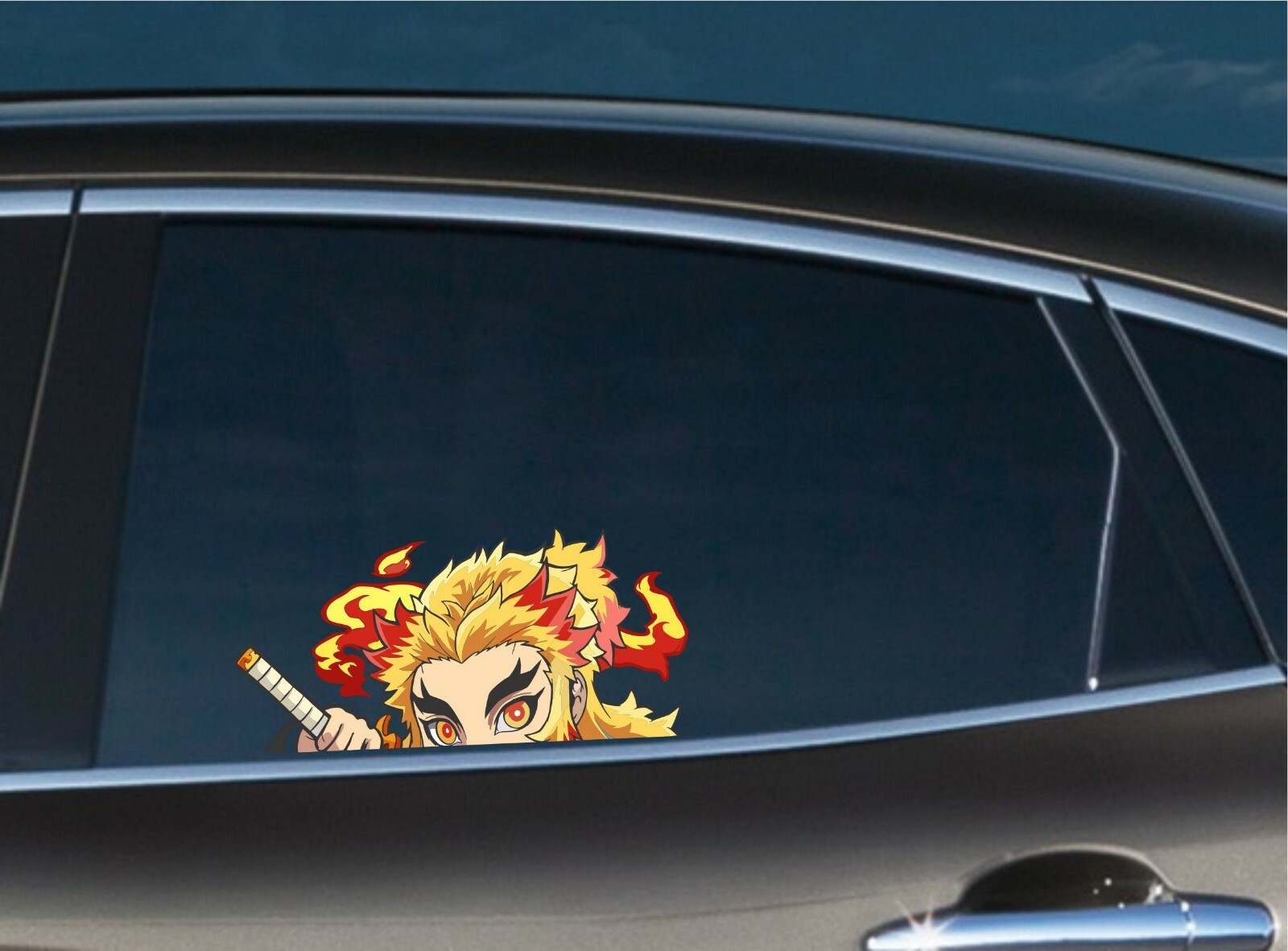 Kyojuro Rengoku Peeker Peeking Window Vinyl Decal Anime Stickers Demon Slayer