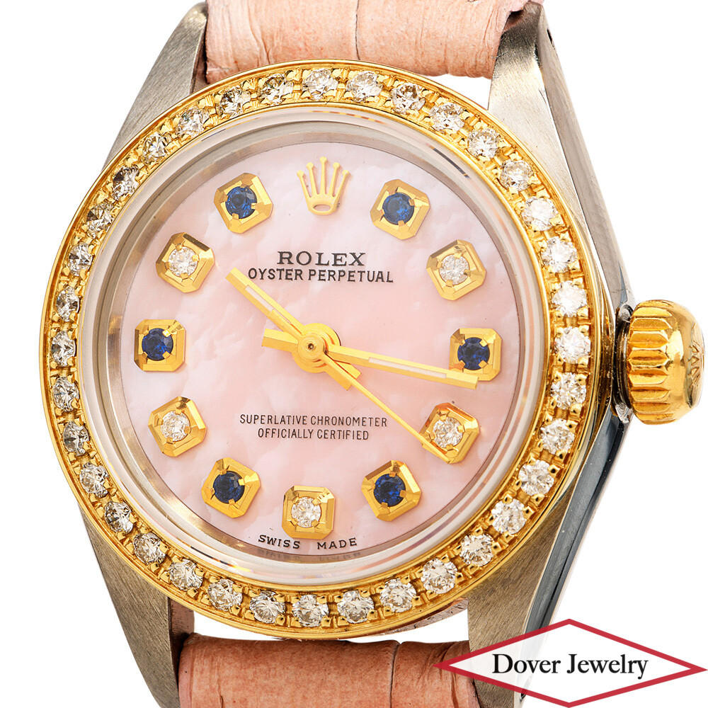 ROLEX Oyster Perpetual Diamond Sapphire Gold Stainless Steel Ladies Watch NR ROLEX Oyster Perpetual Diamond Sapphire Gold Stainless Steel Ladies Watch NR