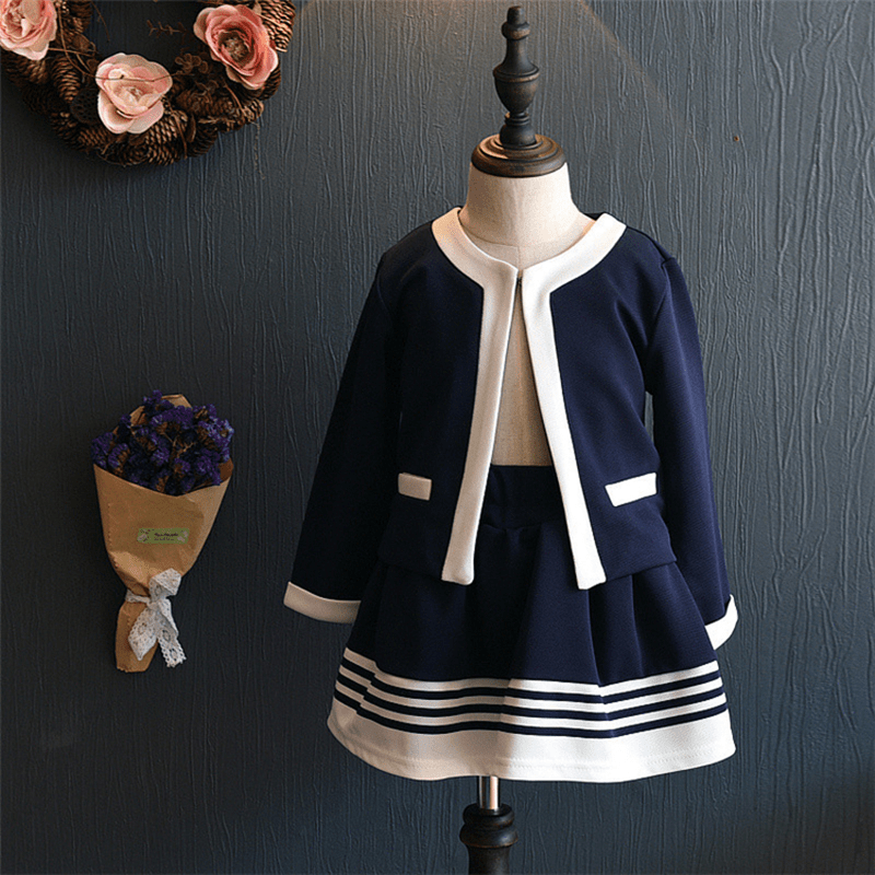 2pc Toddler Baby Girls Fashion Dress Long Sleeve Coat+Skirt Kids Casual Clothes 2pc Toddler Baby Girls Fashion Dress Long Sleeve Coat+Skirt Kids Casual Clothes