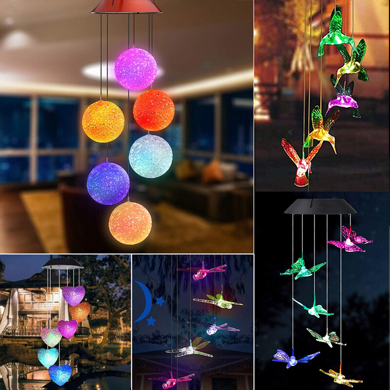Solar Powered Color Changing Heart Wind Chimes Home Garden Yard Decor Light Lamp Solar Powered Color Changing Heart Wind Chimes Home Garden Yard Decor Light Lamp