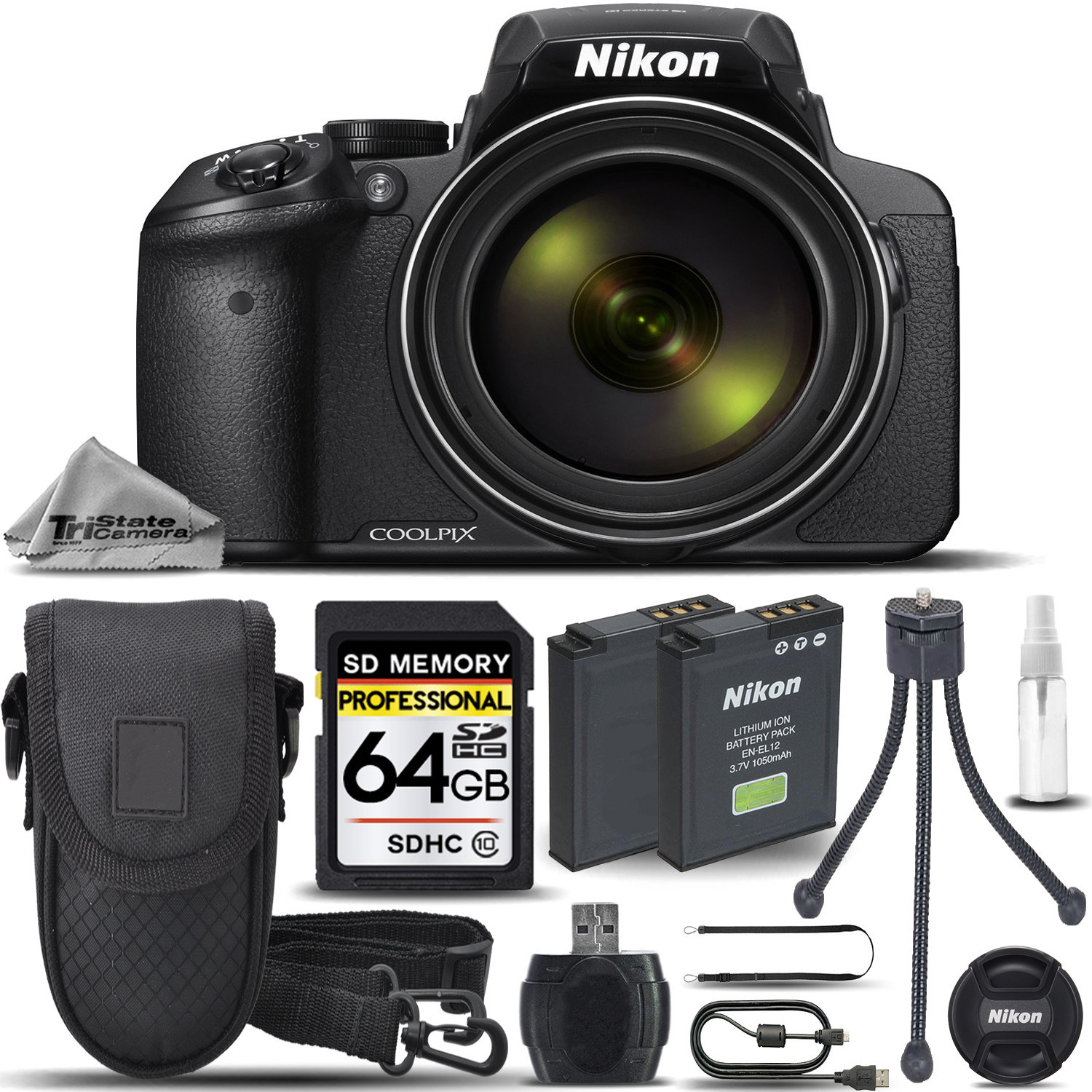 Nikon COOLPIX P900 Digital Camera 83x Optical Zoom WiFi +Case +Tripod- 64GB Kit Nikon COOLPIX P900 Digital Camera 83x Optical Zoom WiFi +Case +Tripod- 64GB Kit