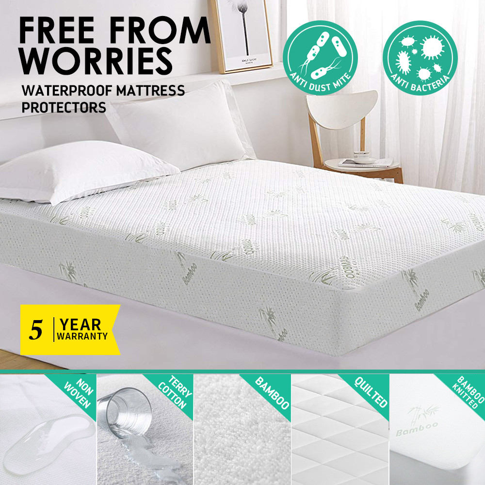 All Size Fully Fitted Waterproof Cotton / Bamboo Fibre Mattress Protector Cover All Size Fully Fitted Waterproof Cotton / Bamboo Fibre Mattress Protector Cover