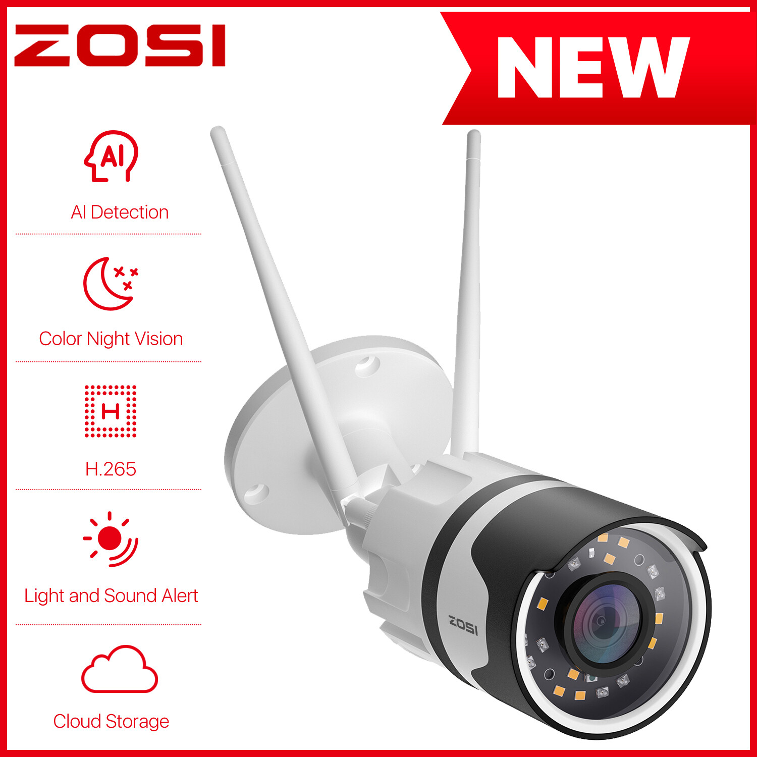 ZOSI 2.0MP Wireless WIFI IP Camera Outdoor Security Bullet Color Night Vision ZOSI 2.0MP Wireless WIFI IP Camera Outdoor Security Bullet Color Night Vision