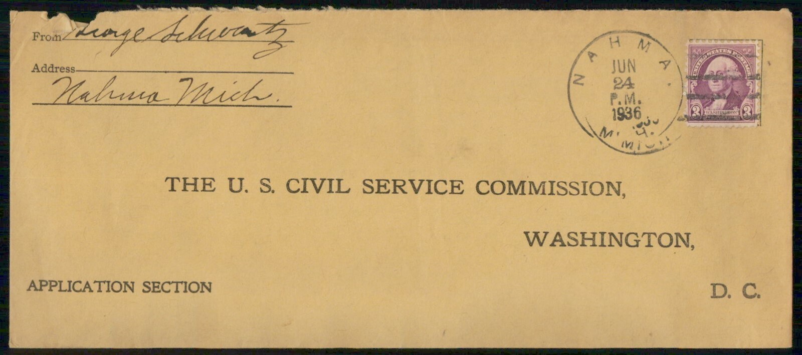 Mayfairstamps US 1936 Michigan Nahma US Civil Service Commission Cover wwm_38651 Mayfairstamps US 1936 Michigan Nahma US Civil Service Commission Cover wwm_38651