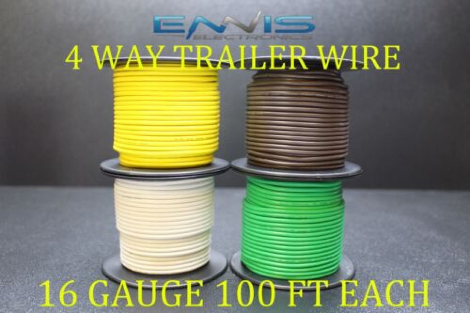 16 GAUGE WIRE ENNIS ELECTRONICS 4 WAY TRAILER LIGHT 100 FT SPOOLS PRIMARY CABLE 16 GAUGE WIRE ENNIS ELECTRONICS 4 WAY TRAILER LIGHT 100 FT SPOOLS PRIMARY CABLE