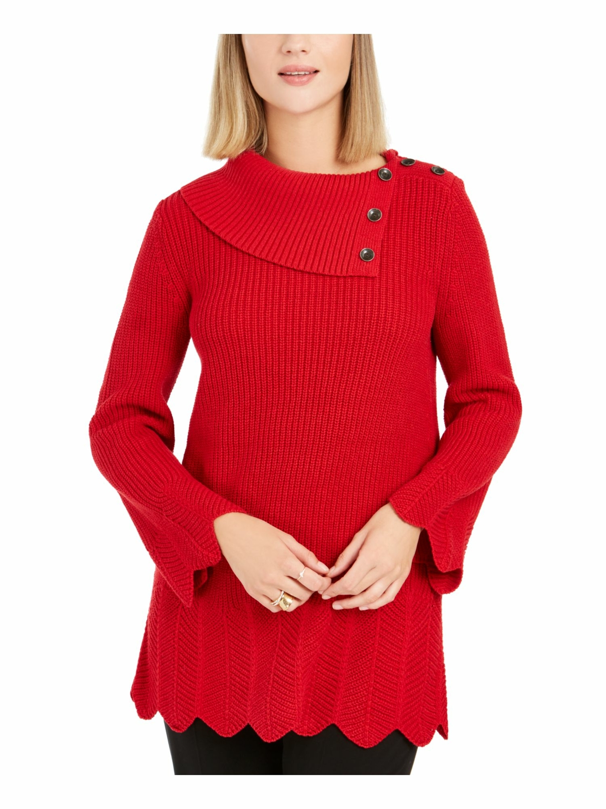 STYLE & COMPANY Womens Red Long Sleeve Blouse Evening Top Petites PP