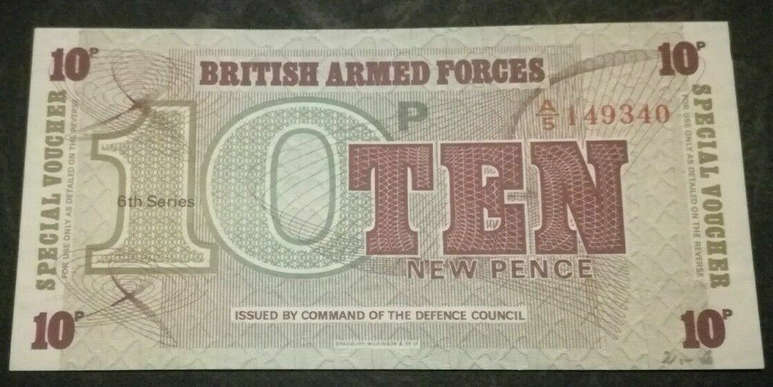 BRITISH ARMED FORCES Special Voucher 10 Pounds 1972