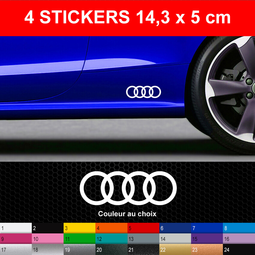 Stickers ANNEAUX 4 Autocollants Audi Adhésifs Bas de Caisse Voiture 14,3X5 cm Stickers ANNEAUX 4 Autocollants Audi Adhésifs Bas de Caisse Voiture 14,3X5 cm