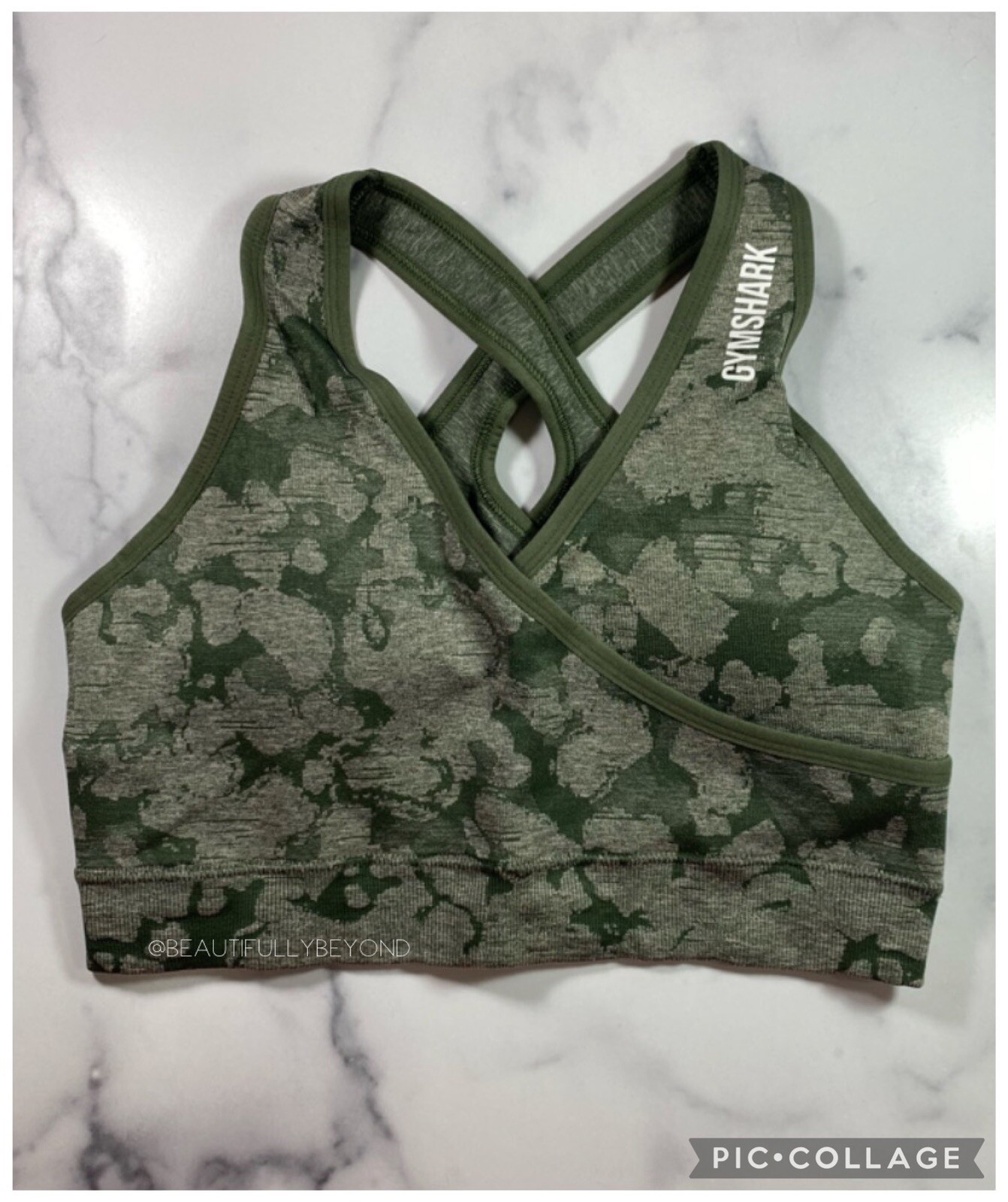 Gymshark Adapt Camo Seamless Sports Bra – Green – MD
