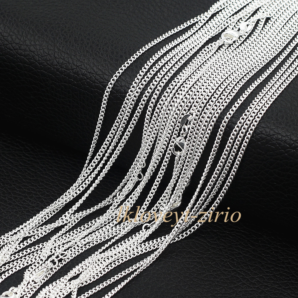 Wholesale Lots 925 Sterling Solid Silver 2mm Flat Curb Chain Necklaces 16″-30″