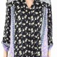 Style & Co Womens Peasant Top Black Purple 0X Plus Floral Split-Neck 131 Style & Co Womens Peasant Top Black Purple 0X Plus Floral Split-Neck 131
