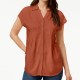 STYLE & COMPANY Womens Pink Collared Short Sleeve Henley Button Up Top Size: XL STYLE & COMPANY Womens Pink Collared Short Sleeve Henley Button Up Top Size: XL