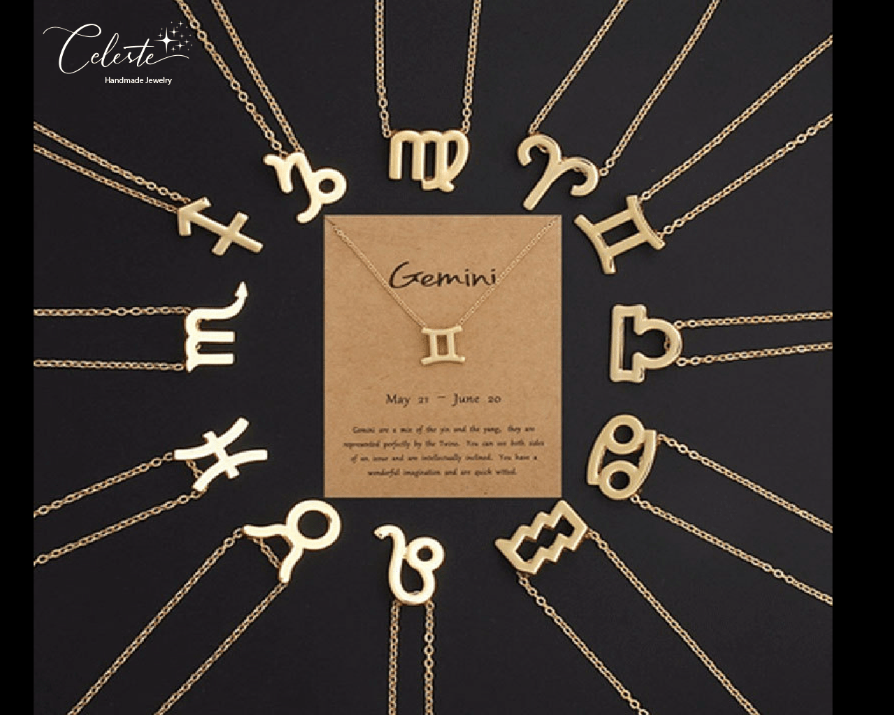 18K Gold Plated Zodiac Pendant Necklace Dainty Birthday Friendship Gift 18K Gold Plated Zodiac Pendant Necklace Dainty Birthday Friendship Gift
