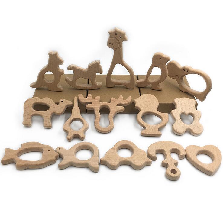 Natural Beech Wood Animals Teething Beads Baby DIY Chew Teether Jewelry Making Natural Beech Wood Animals Teething Beads Baby DIY Chew Teether Jewelry Making