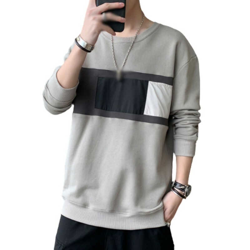 Men’s Long sleeve Crew Neck T-Shirt Hoodies Casual Tops Pullover Fashion New B