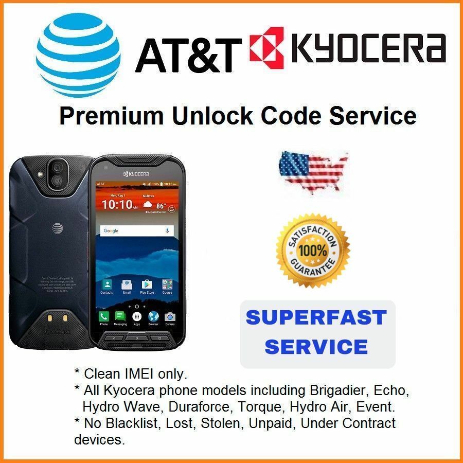FACTORY UNLOCK SERVICE AT&T CODE KYOCERA FOR DURAFORCE E6560 HYDRO AIR C6745 FACTORY UNLOCK SERVICE AT&T CODE KYOCERA FOR DURAFORCE E6560 HYDRO AIR C6745