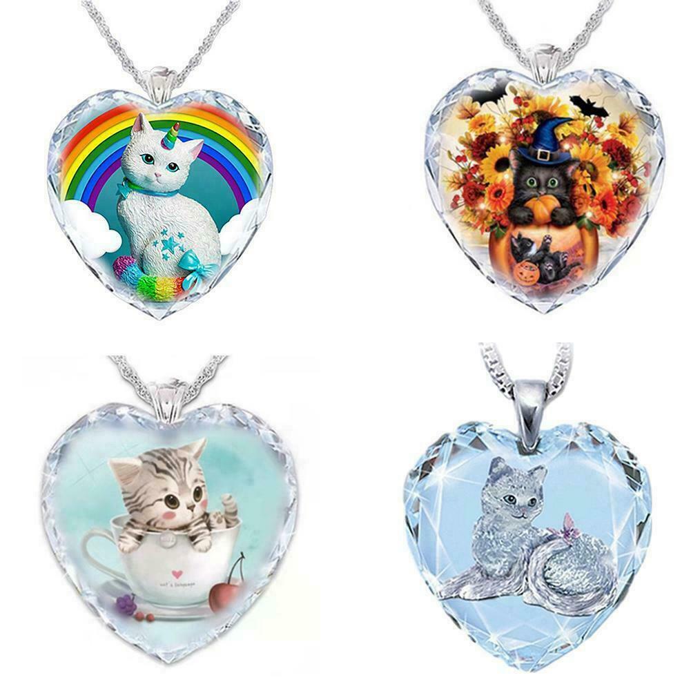 Silver Women Animal Wolf Heart Necklace Natural Crystal Gifts Jewelry S3Q2 Silver Women Animal Wolf Heart Necklace Natural Crystal Gifts Jewelry S3Q2
