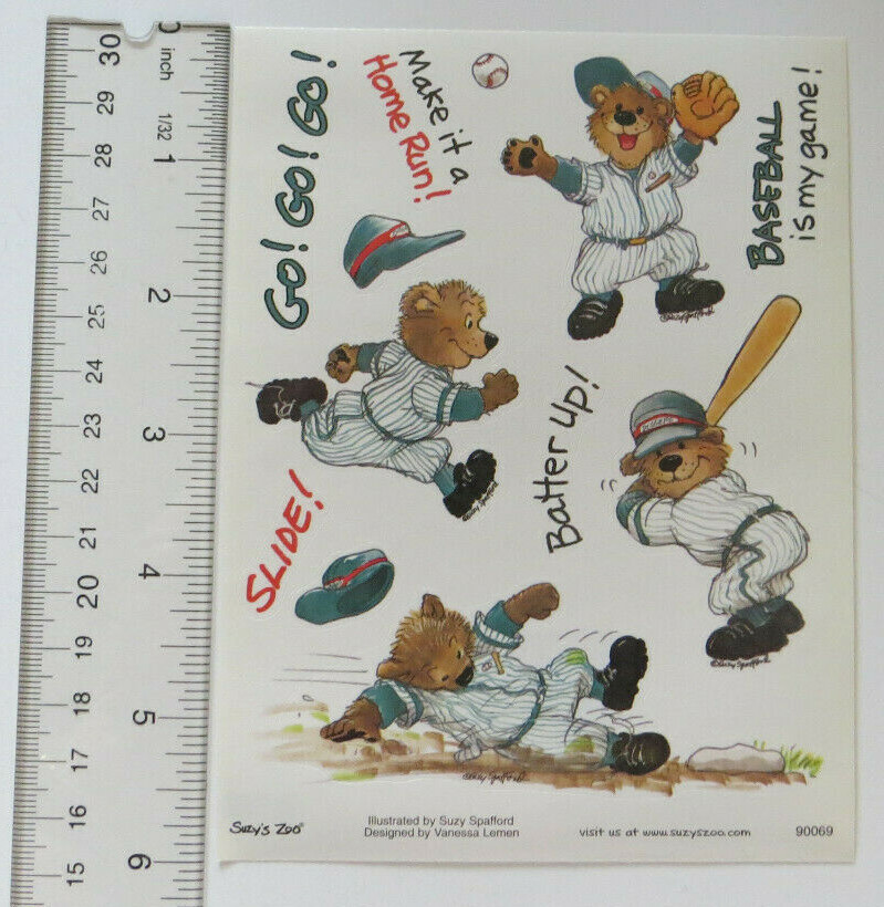 Suzy’s Zoo BASEBALL!! – Sheet of Batter Up! Slide! Baseball Vintage Stickers Suzy’s Zoo BASEBALL!! – Sheet of Batter Up! Slide! Baseball Vintage Stickers