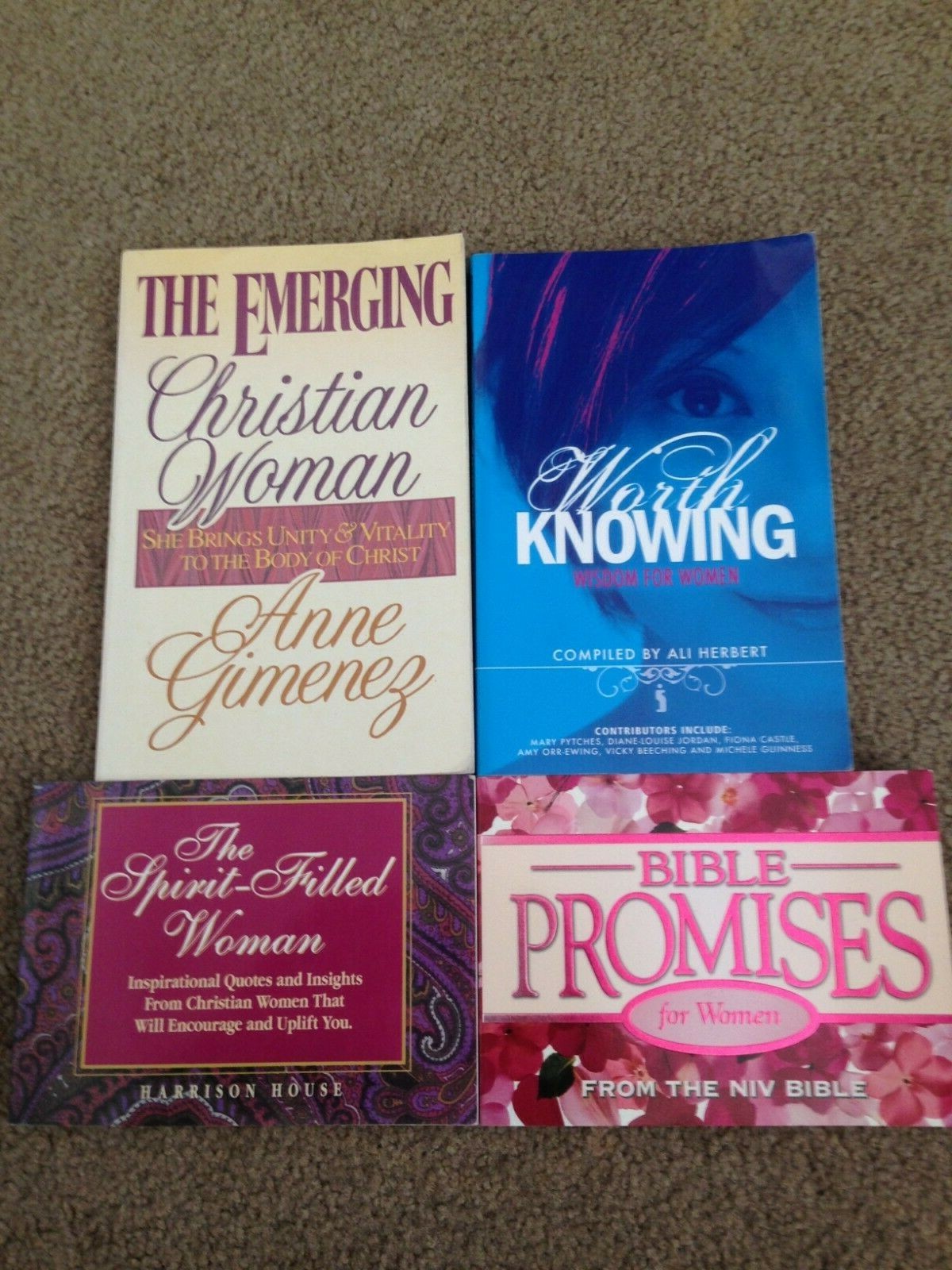 4 x Women’s Christian Books: Bible Promises For Women, Worth Knowing Wisdom For