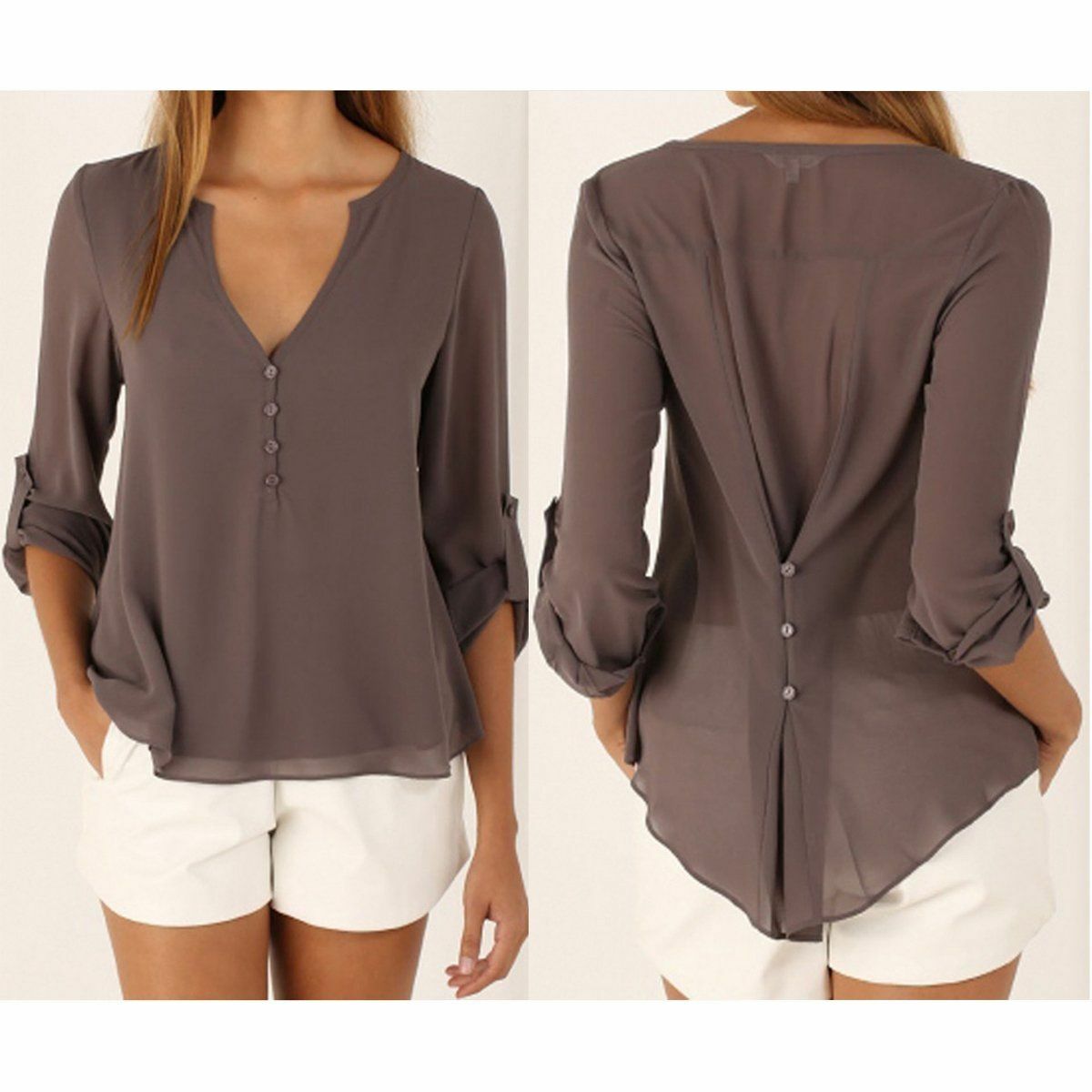 Fashion Women’s Ladies Summer Loose Chiffon Tops Long Sleeve Shirt Casual Blouse Fashion Women’s Ladies Summer Loose Chiffon Tops Long Sleeve Shirt Casual Blouse
