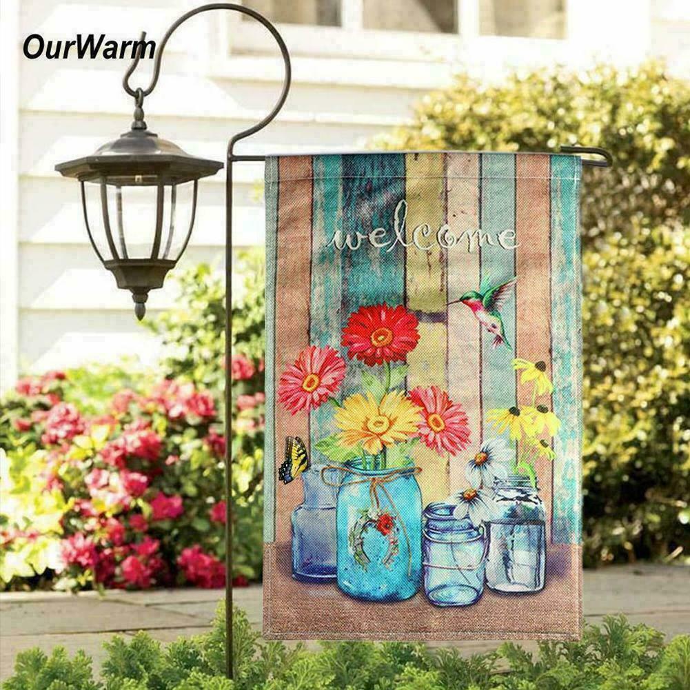 Spring Summer Burlap Garden Flag Animal Welcome Outdoor Flags Decoration K4M8 Spring Summer Burlap Garden Flag Animal Welcome Outdoor Flags Decoration K4M8