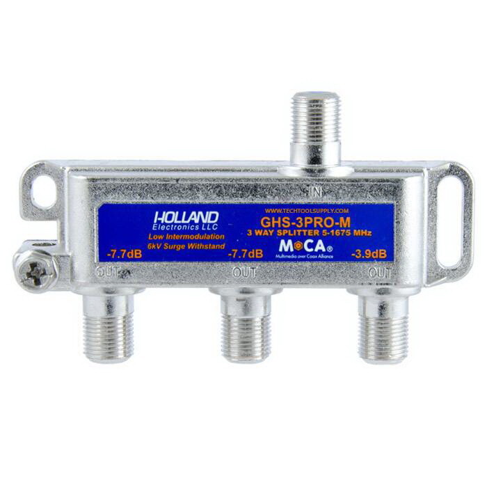 Holland Electronics 3-Way Splitter MoCA Compliant 5-1675Mhz GHS-3PRO-M Holland Electronics 3-Way Splitter MoCA Compliant 5-1675Mhz GHS-3PRO-M