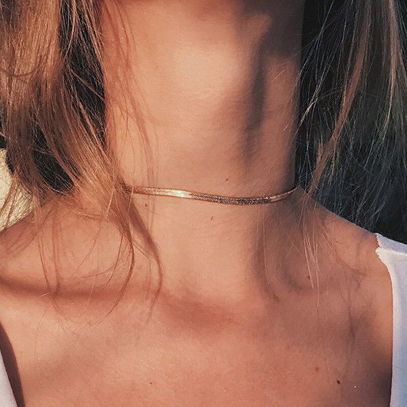 Women Stainless Steel Snake Chain Necklace Clavicle Blade Statement Choker Party Women Stainless Steel Snake Chain Necklace Clavicle Blade Statement Choker Party