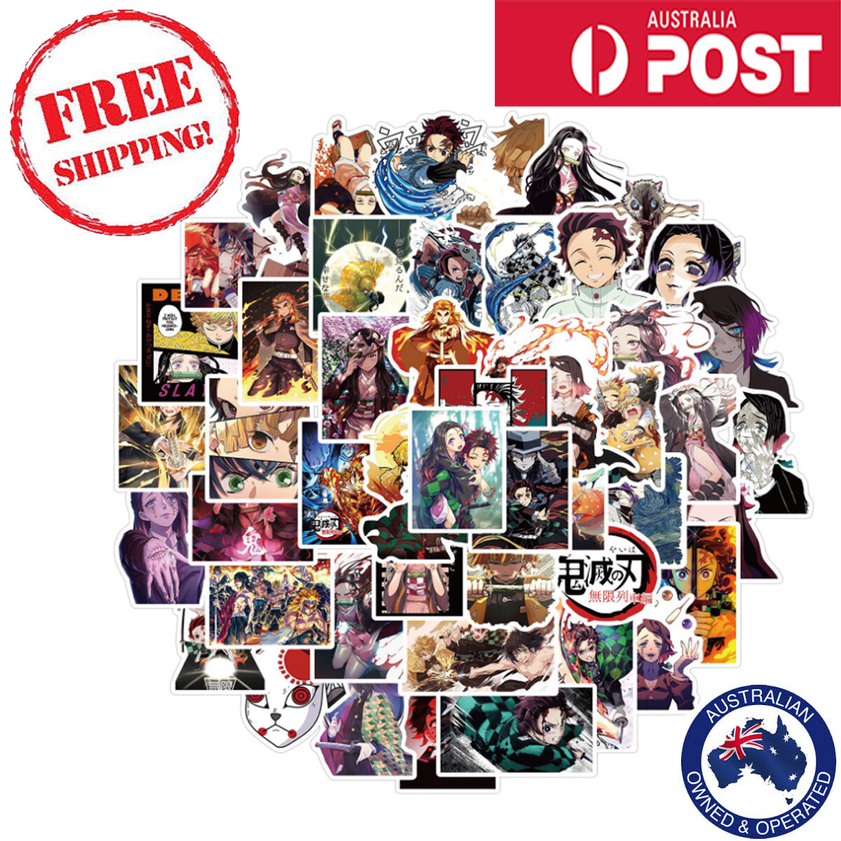 50pcs Demon Slayer 1 Anime Japan Vinyl Decal Stickers Laptop Waterproof Phone
