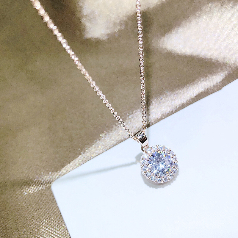 SWAROVSKI Crystal Rose/ White Gold Wedding Pendant Necklace White Gold GF SWAROVSKI Crystal Rose/ White Gold Wedding Pendant Necklace White Gold GF