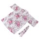 Fashion Flower Printed Nightgown Short Bath Robe Kimono Style Women Nightgown Fashion Flower Printed Nightgown Short Bath Robe Kimono Style Women Nightgown
