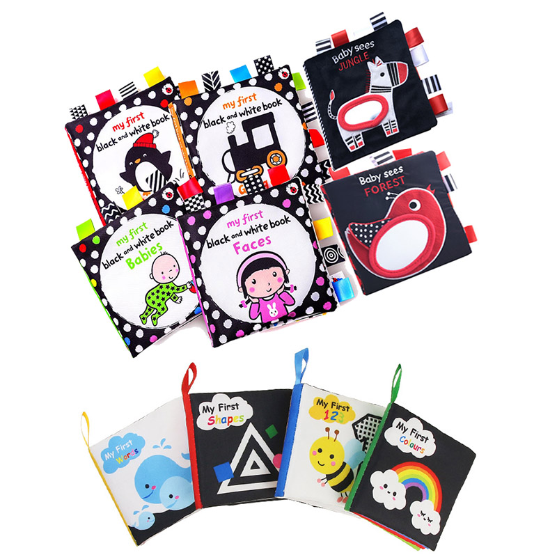 Baby Visual Black & White Educational Toy Animal Cloth Book 0-12 Months