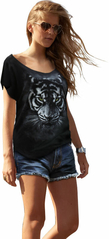 WOMENS FASHION TIGER SCOOPED NECK T-SHIRT WOMENS FASHION TIGER SCOOPED NECK T-SHIRT