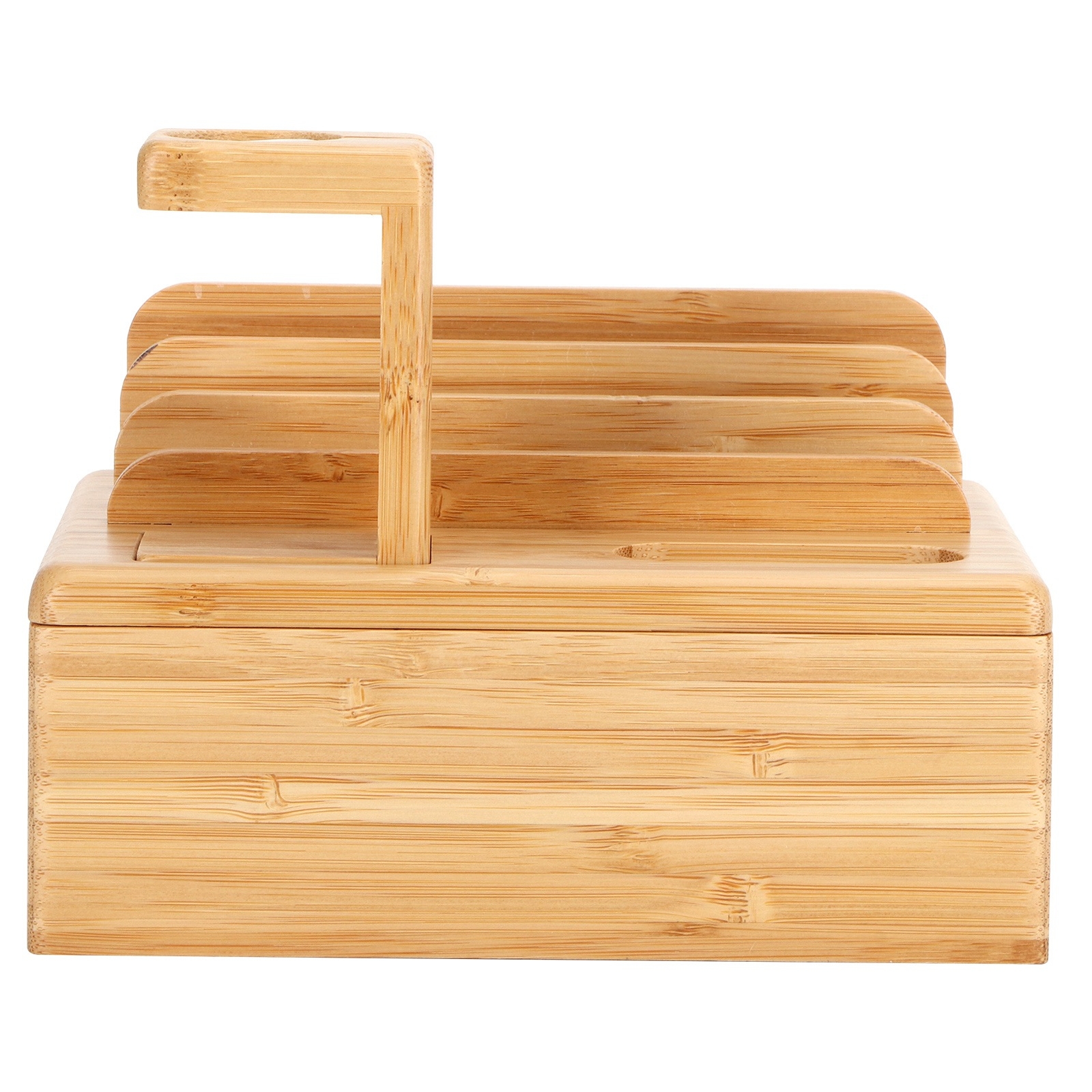 Bamboo Device Organizer Stand Cellphone Tablet Watch Holder Storage Box Gift