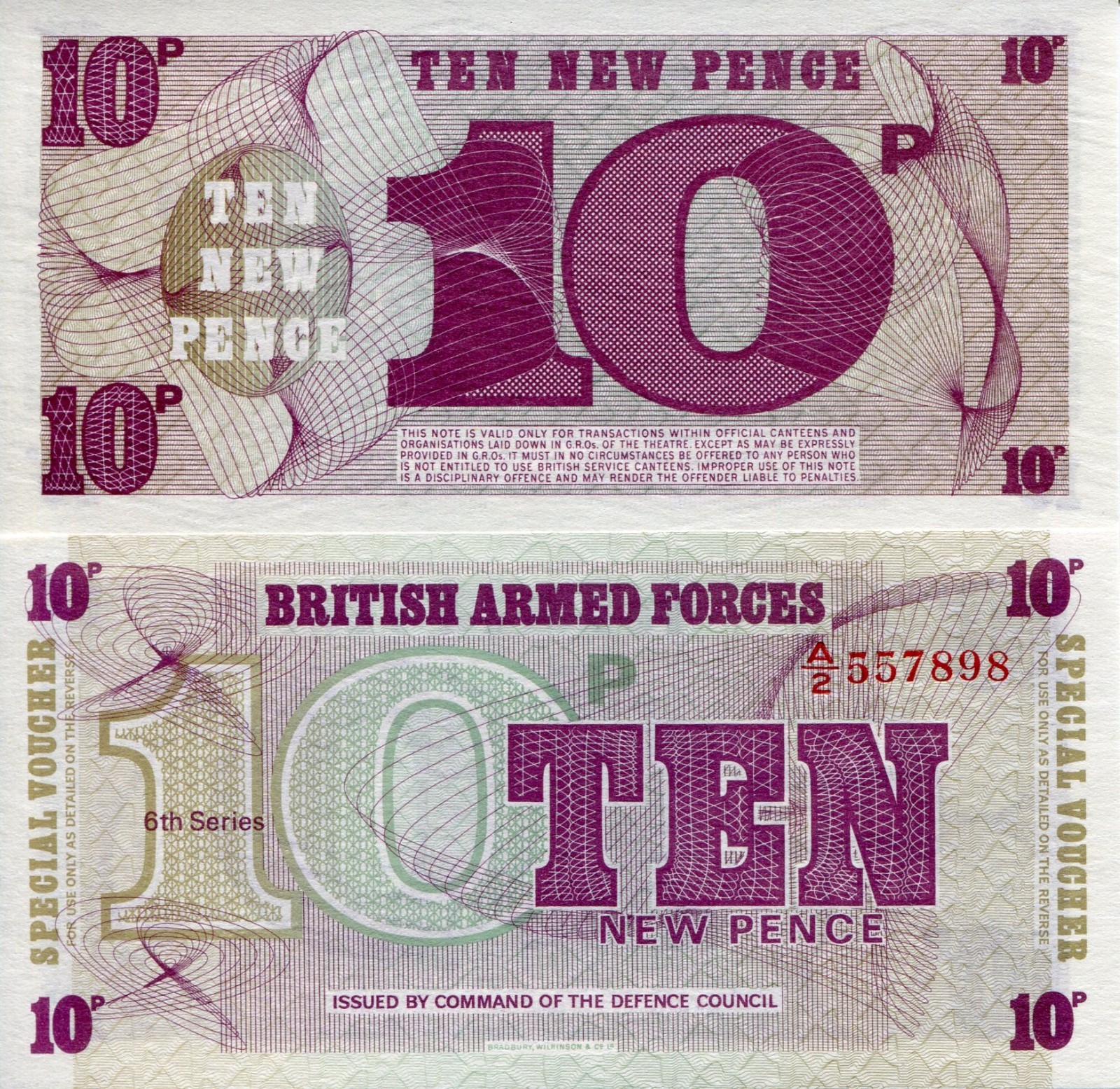 GREAT BRITAIN 10 Pence World Money MILITARY Voucher pM48 British Armed Force GREAT BRITAIN 10 Pence World Money MILITARY Voucher pM48 British Armed Force