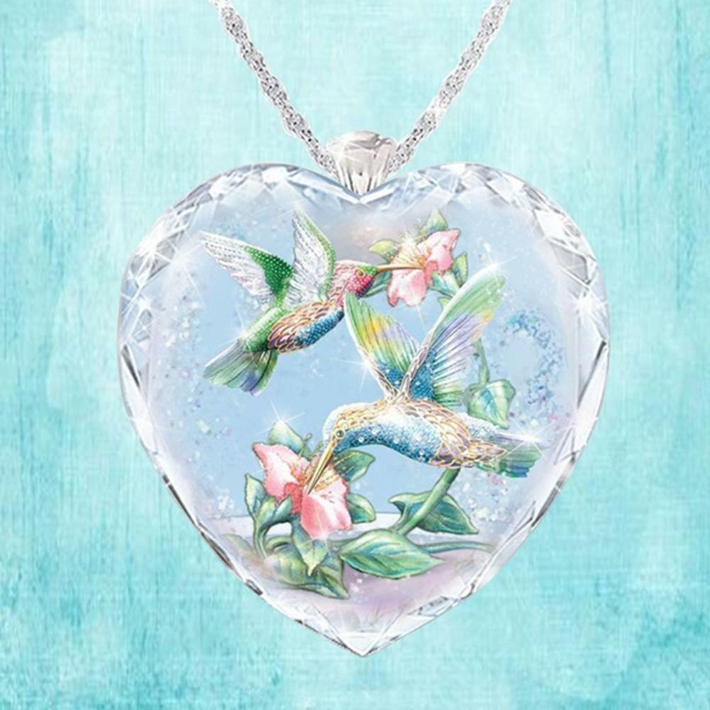 Fashion Creative Flower Bird Necklace Hummingbird Crystal Mosaic Fashion Creative Flower Bird Necklace Hummingbird Crystal Mosaic