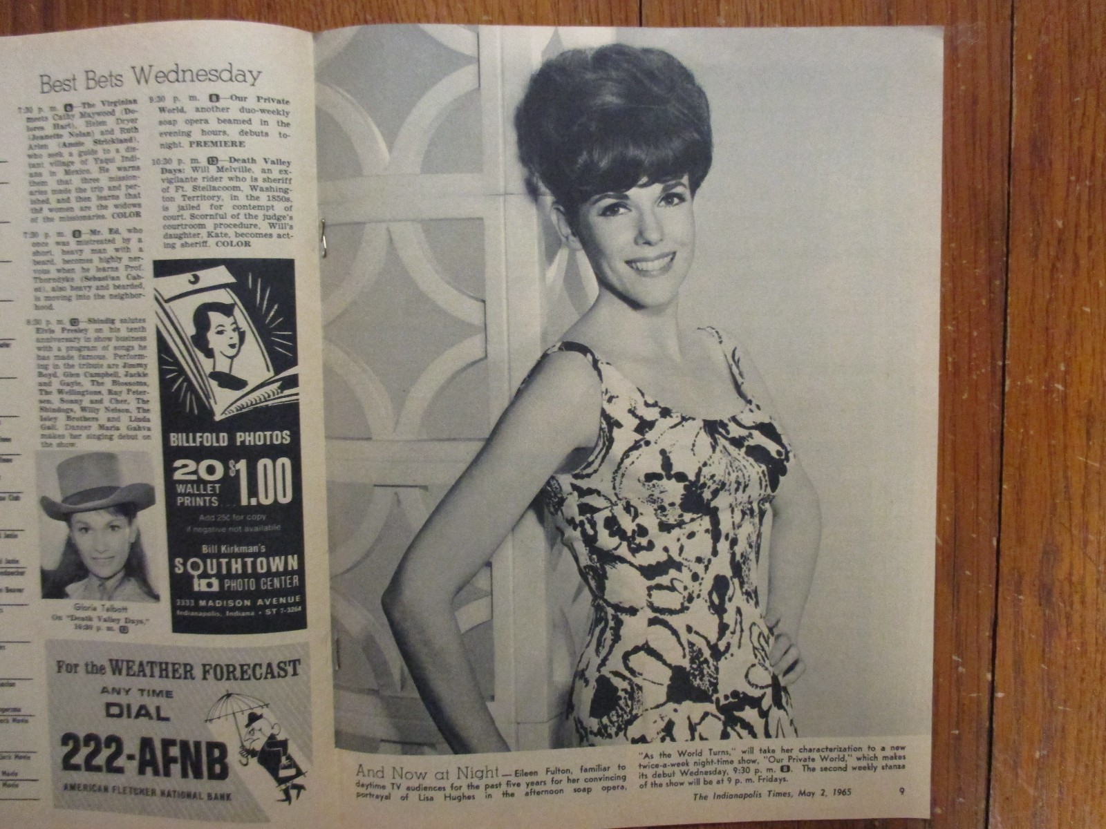 May 2, 1965 Indianapolis TV Times Maga(EILEEN FULTON/LORNE GREENE/SUZANNE DEVINE May 2, 1965 Indianapolis TV Times Maga(EILEEN FULTON/LORNE GREENE/SUZANNE DEVINE