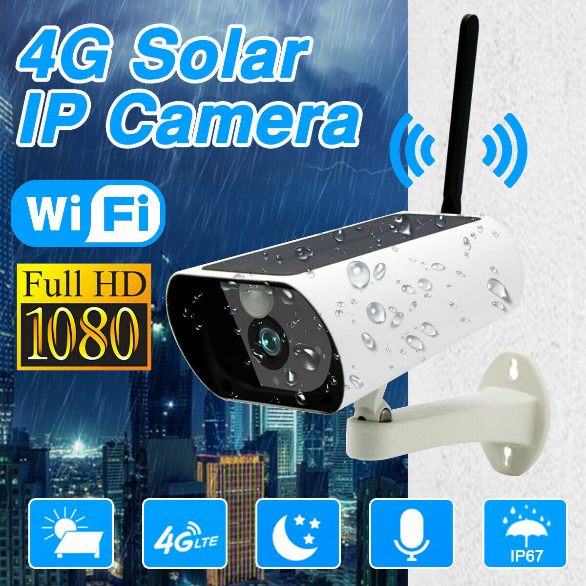 Wireless Solar IP Camera Wifi 4G SIM 1080P Security Surveillance Night Vision A Wireless Solar IP Camera Wifi 4G SIM 1080P Security Surveillance Night Vision A