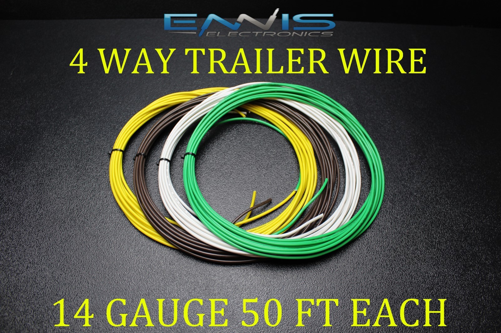 14 GAUGE WIRE ENNIS ELECTRONICS 4 WAY TRAILER LIGHT 50 FT EACH PRIMARY CABLE 14 GAUGE WIRE ENNIS ELECTRONICS 4 WAY TRAILER LIGHT 50 FT EACH PRIMARY CABLE