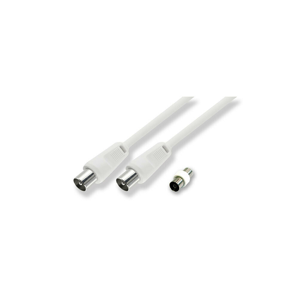 Sansai 10m M to Male Antenna Flylead TV Coaxial Cable w/ Female Adaptor White Sansai 10m M to Male Antenna Flylead TV Coaxial Cable w/ Female Adaptor White