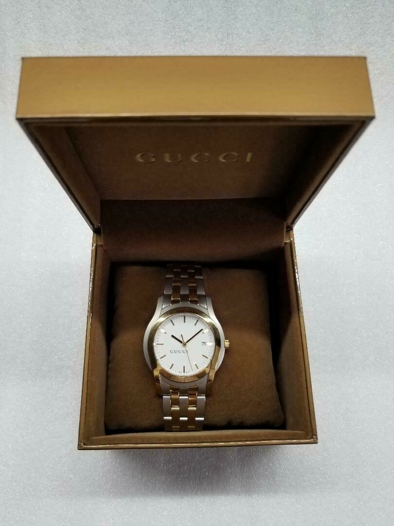 GUCCI G-CLASS WHITE DIAL DATE TWO-TONE STAINLESS STEEL MEN’S WATCH YA055214 NEW GUCCI G-CLASS WHITE DIAL DATE TWO-TONE STAINLESS STEEL MEN’S WATCH YA055214 NEW